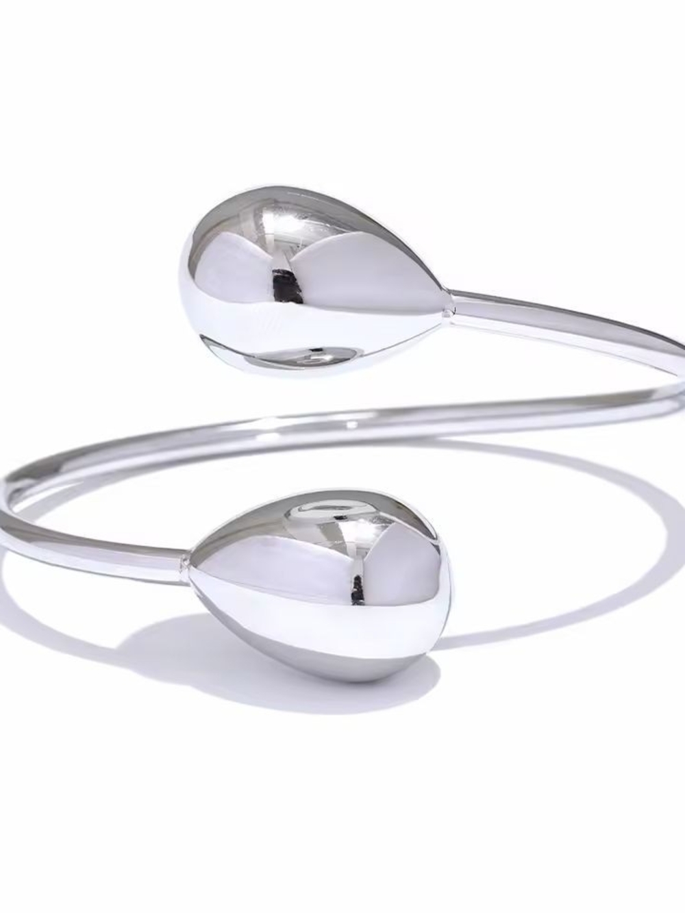 Silver Teardrop Open Cuff Bracelet - Picture 2 of 6